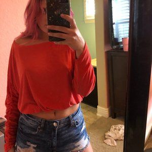 Red long sleeve crop
